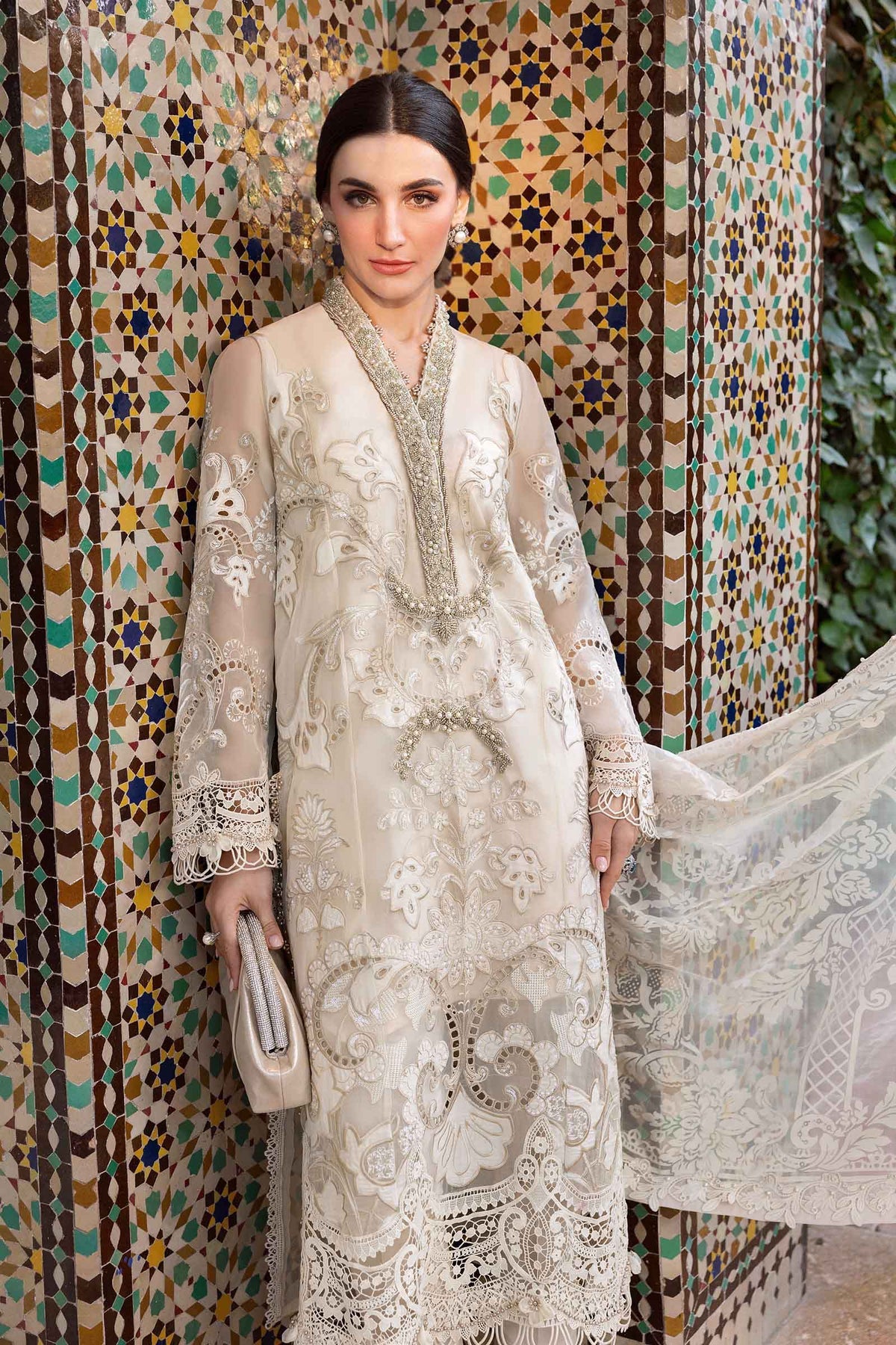 Maria.B - 3 Piece Unstitched Embroidered Organza Suit | D-2506-A