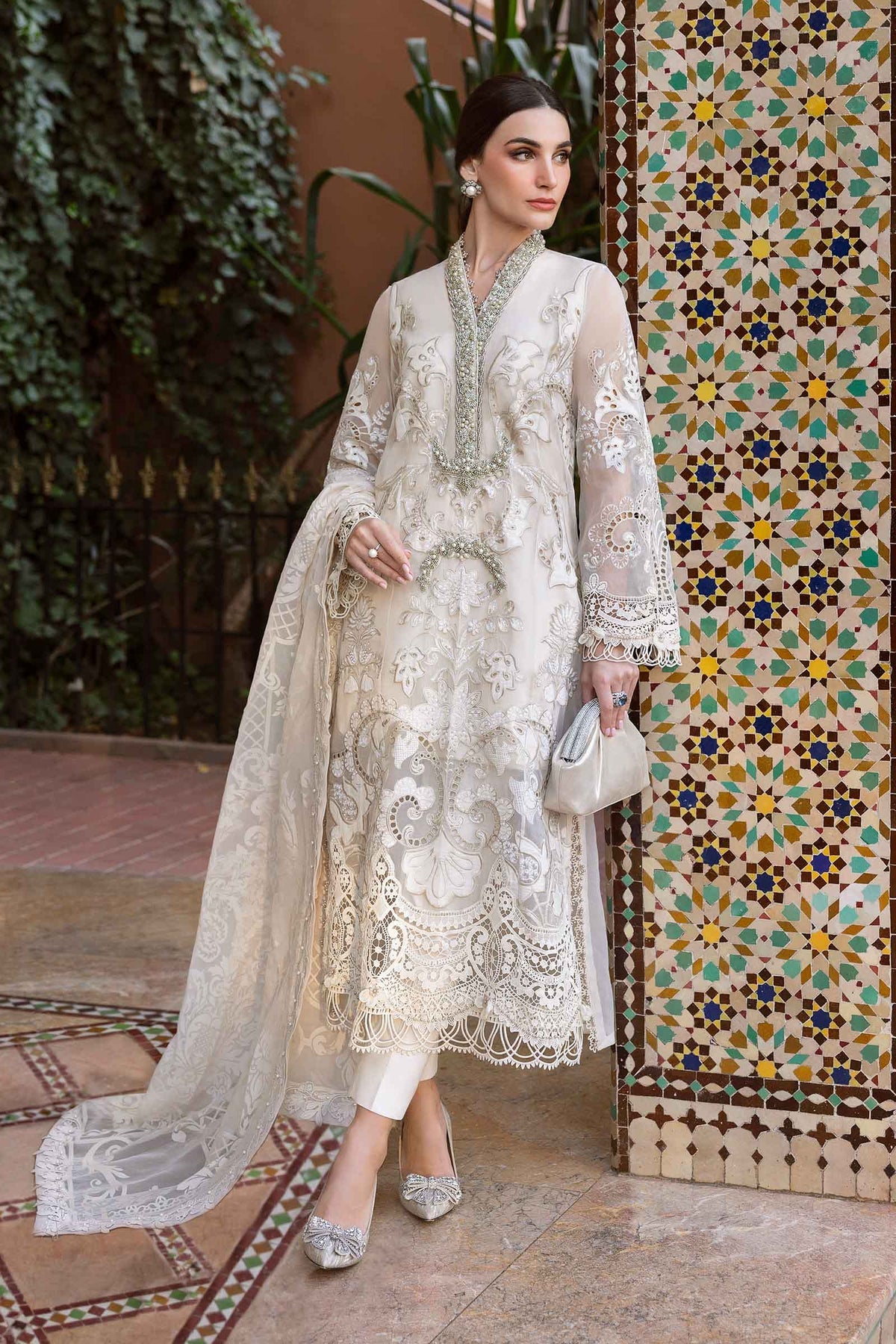 Maria.B - 3 Piece Unstitched Embroidered Organza Suit | D-2506-A