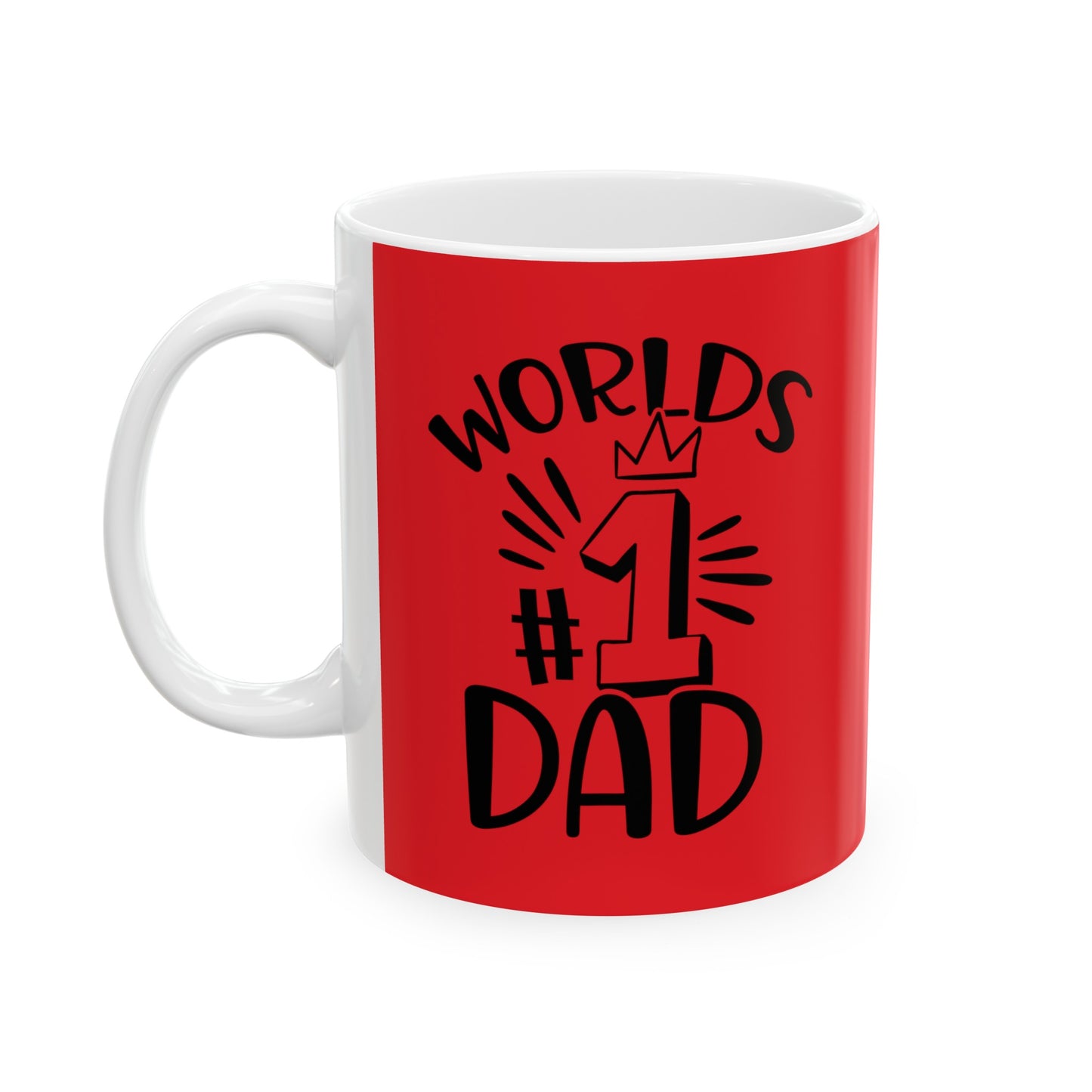 Red Ceramic Mug, World's #1 DAD (11oz, 15oz)