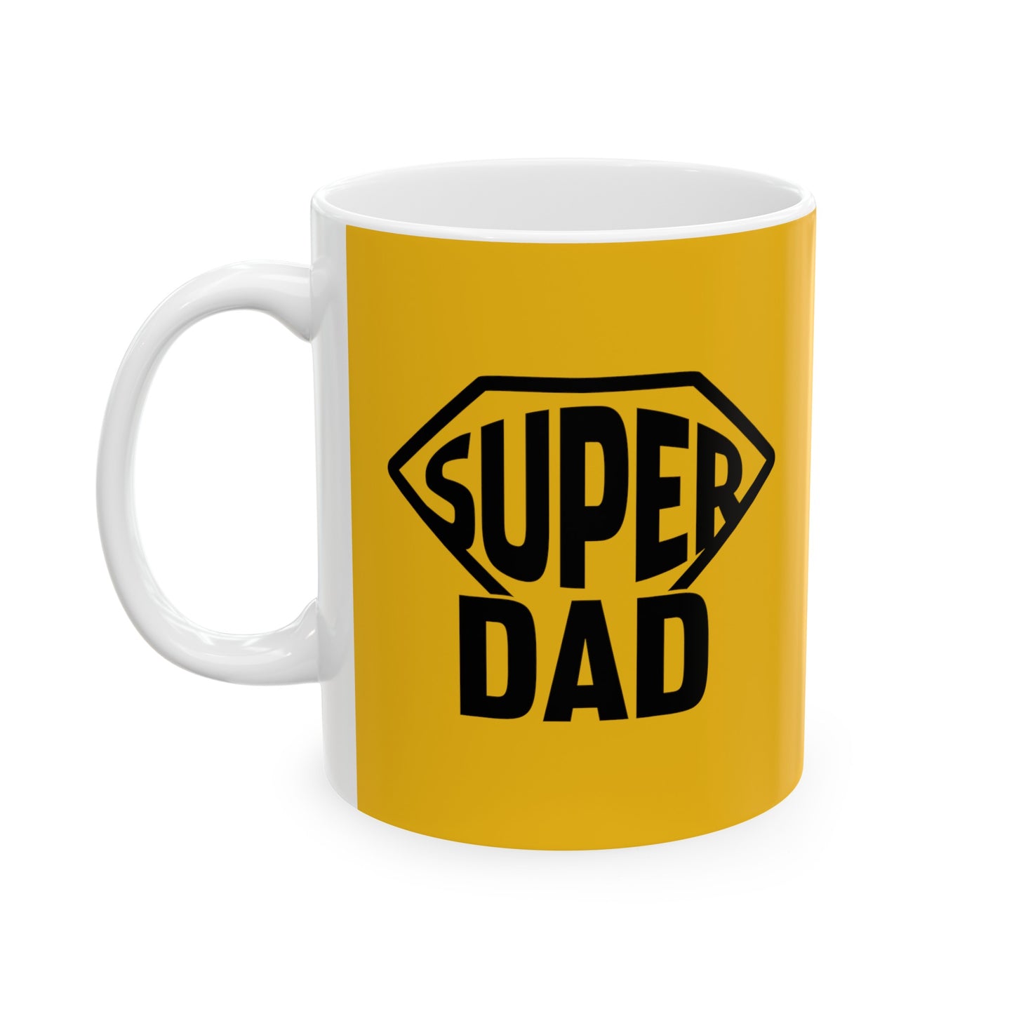 Yellow Ceramic Mug, Super DAD (11oz, 15oz)