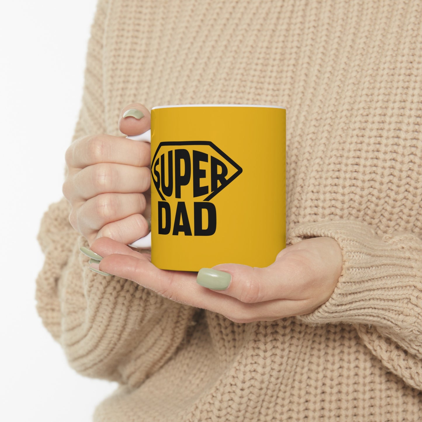 Yellow Ceramic Mug, Super DAD (11oz, 15oz)